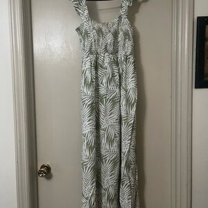 Rebellion Leafy Green and White Maxi Dress